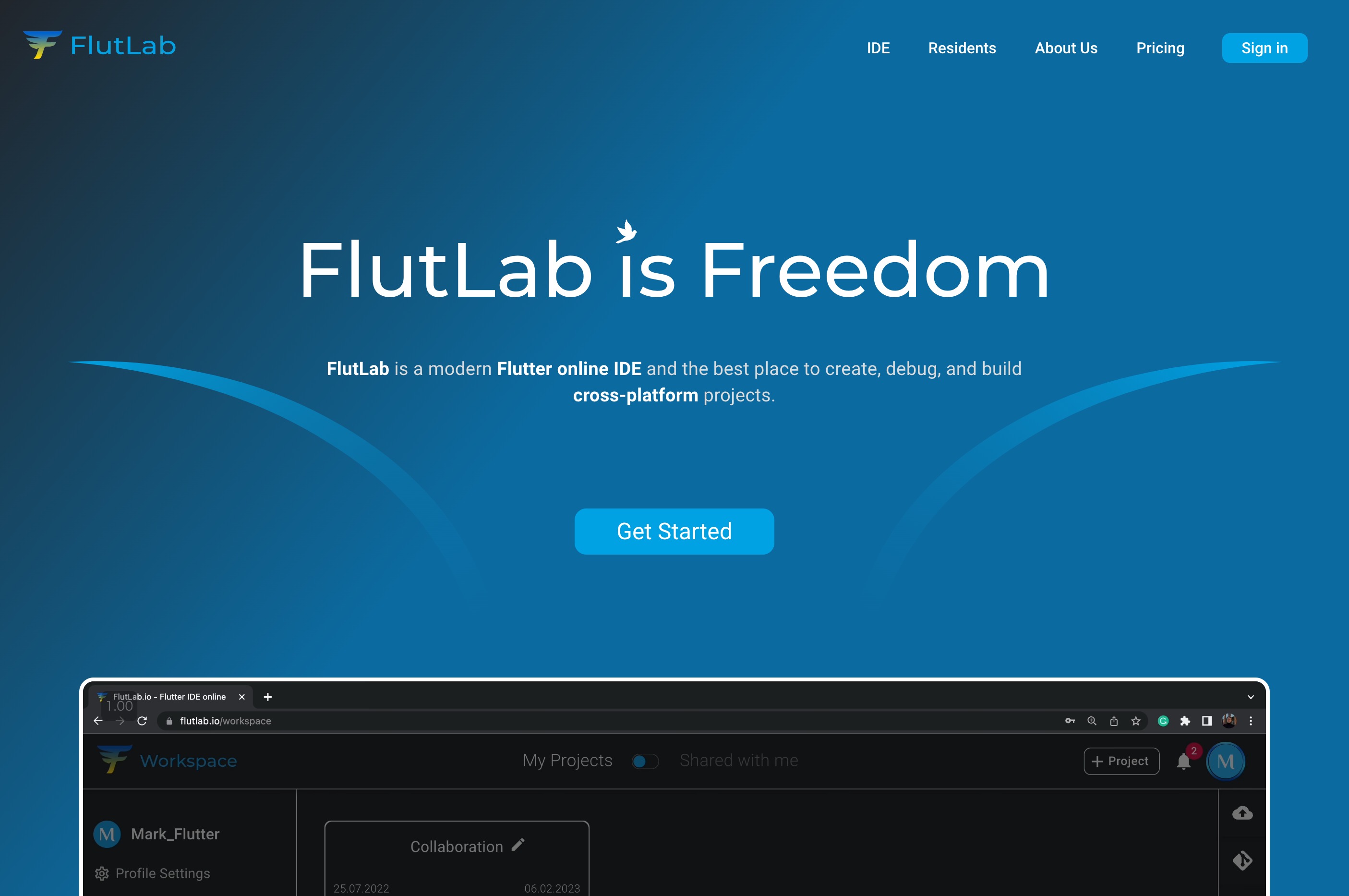 FlutLabのWebサイト