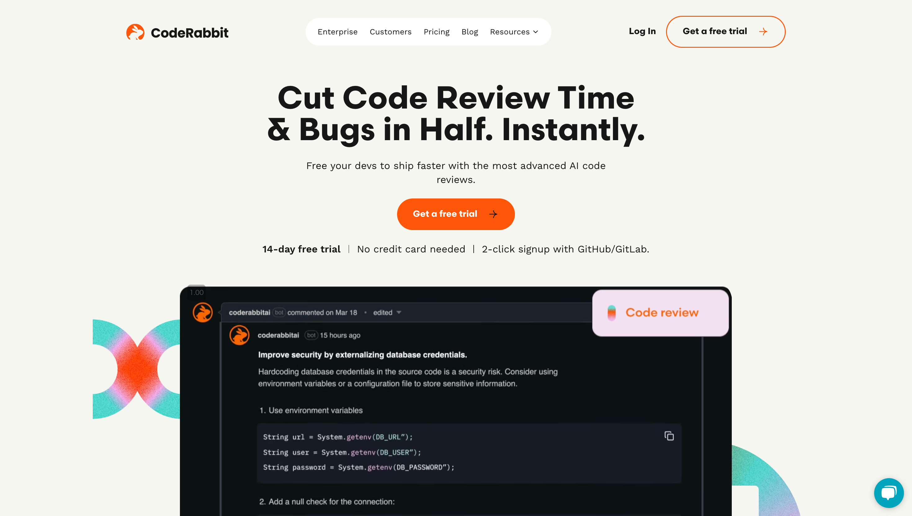 CodeRabbitのWebサイト